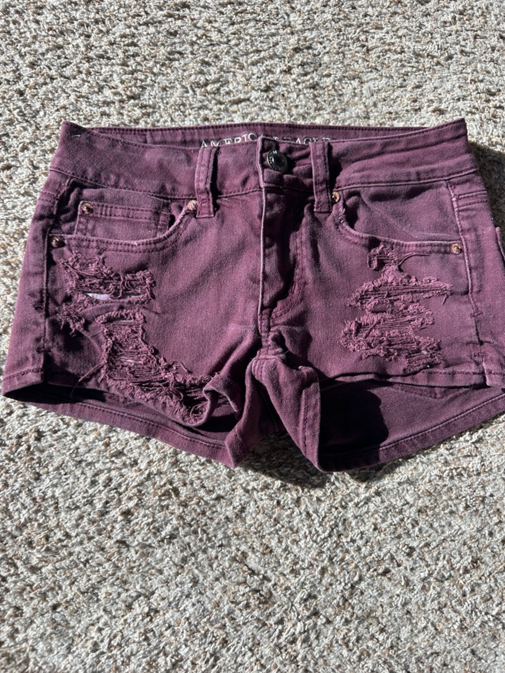 American Eagle Outfitters Plum Distressed Denim Shorts